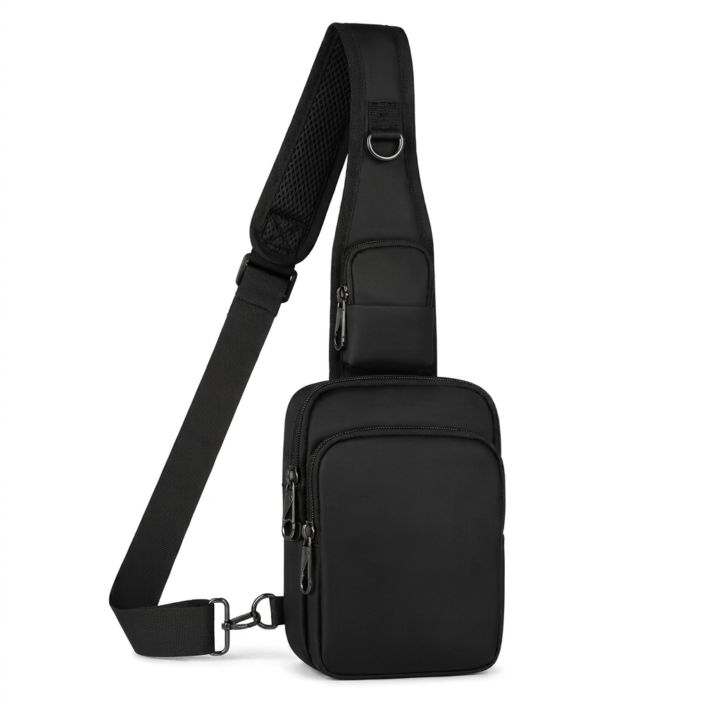 Safewaist Anti-Diebstahl Sling Bag schwarz – abschließbare Bauchtasche mit RFID-Schutz für Reisen
