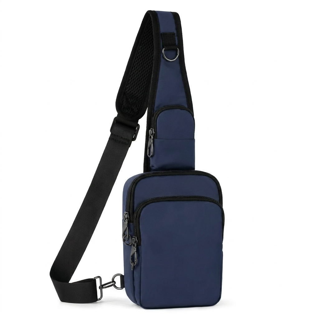 Safewaist Anti-Diebstahl Sling Bag in Navy-Blau – abschließbare Bauchtasche mit RFID-Schutz